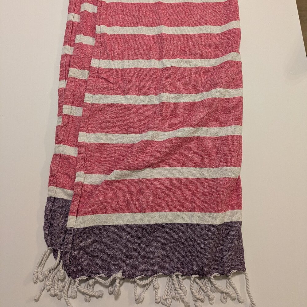 Turkish bath/beach towel pink purple stripe - Full size